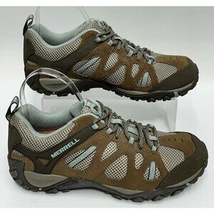 Merrell Womens Hiking Shoes Size 8.5 Otter/Blue Surf Trail Outdoors Walking MINT